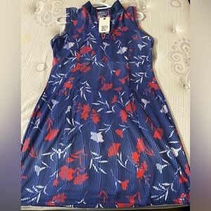 Cute NWT Floral Red & Blue Sleeveless Sporty EPNY Dress